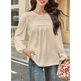 thumbnail image 7 of Corabera Womens Plus Size Tops Cute Swiss Dot Flowy Work Blouses for Women Boho Pullover Round Neck Tunic Long Sleeve Apricot 3XL, 7 of 7