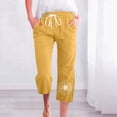 thumbnail image 2 of Womens Pants Spring Summer Lace Up Loose Slacks Solid Drawstring Capri Pants Pocket Yellow Loose Pants for Women S, 2 of 4