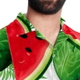 thumbnail image 5 of Watermelon Men's Casual Button Down Short Sleeve Printed Summer Beach Shirts, 5 of 6