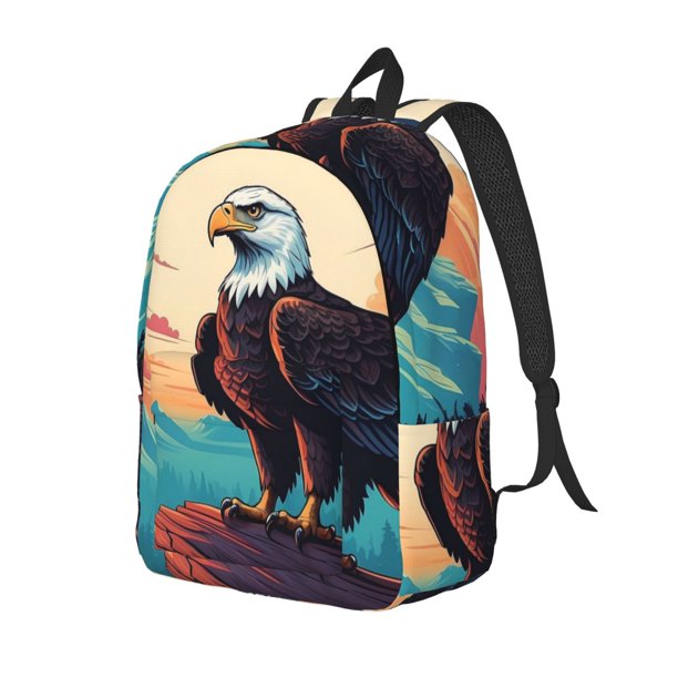 Easygdp Cartoon Iceberg Bald Eagle Mochila de Lona Resistente para Laptop, Compatible con Laptops de 15 a 17 pulgadas, Ideal para Escuela, Trabajo y Viajes-Medium