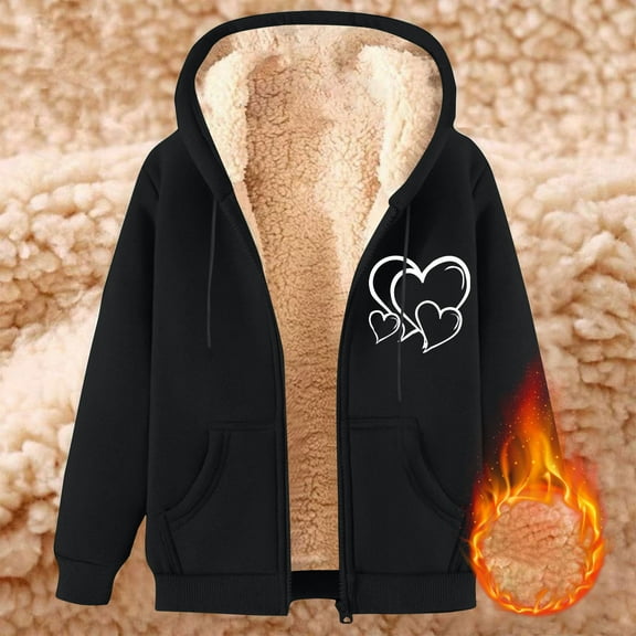 Jjayotai Clearance Hoodies for Men, Full Zip Up Sherpa Lined Sports Sweatshirts, Mens Winter Fleece Fabric Jacket with Pocket Black XXL