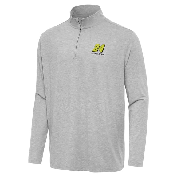 Men's Antigua Heather Gray William Byron Hunk Quarter-Zip Top