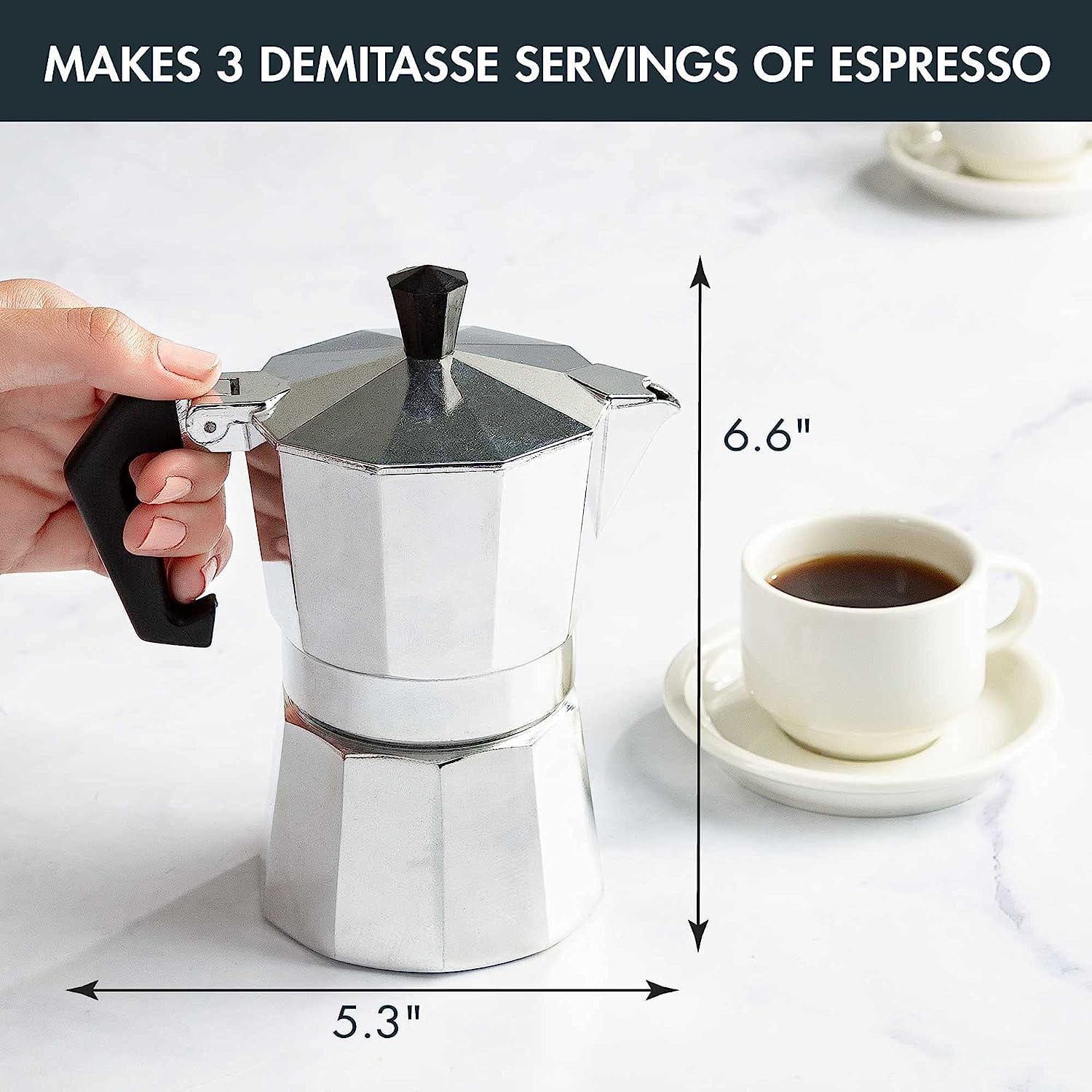 Leye Espresso Maker, 5oz Moka Pot 3 expresso Cups, Greca Coffee