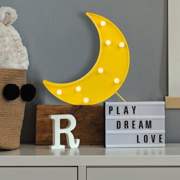 Northlight LED Lighted Crescent Moon Marquee Wall Art - 9.5" - Yellow