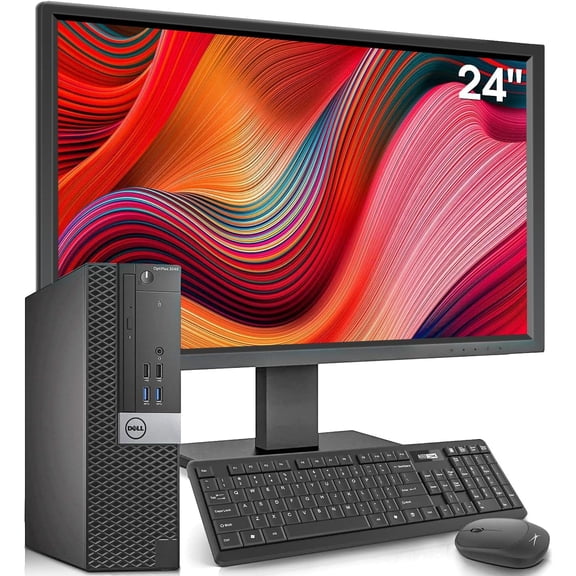 Restored Dell Desktop PC, Core i7-6700, 16G RAM, 512G SSD, HDMI, 24 Inch Monitor, WiFi, BT, Windows 10 Pro