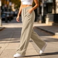 thumbnail image 5 of Zynoxe Womens Corduroy Pants Casual Soft High Waist Drawstring Wide Leg Pants with Pockets Vintage Straight Relaxed Lounge Trousers Khaki S, 5 of 8