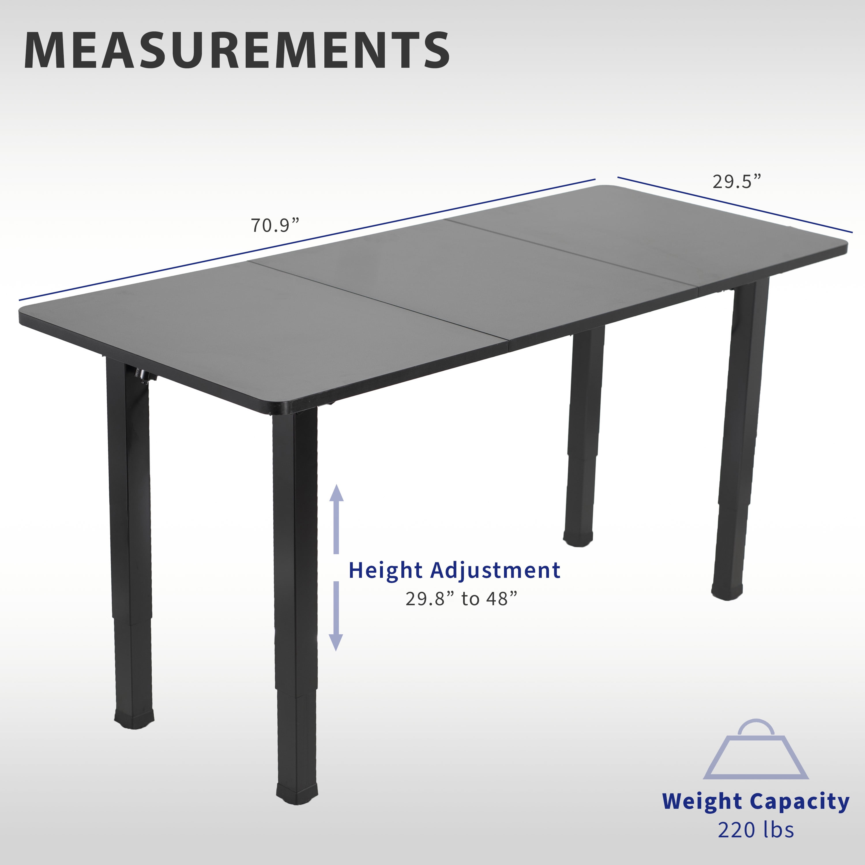VIVO Electric 71” x 30” Standing Desk, Black Table Top, Black Frame