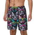 thumbnail image 1 of Cauagu Happy Kitten Faces Print Mens Swim Trunks Quick Dry Board Shorts Swim Shorts with Compression Liner Bathing Suits-Small, 1 of 2