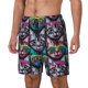 thumbnail image 1 of Balery Happy Kitten Faces Bañador para hombre, shorts de playa de secado rápido con entrepierna y forro de compresión-Small, 1 of 6