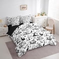 thumbnail image 3 of Manfei Happy Halloween Ghost Bedding Comforter Set 7 Pieces,Spooky Pumpkin Cat Full Bedding Set,Sketch Black Bats Fitted Sheet Flat Sheet For Children,Microfiber Bedroom Decor Reversible, 3 of 8