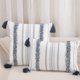 thumbnail image 4 of Funda de almohada de estilo bohemio con cintura de 18x18 pulgadas, funda de almohada bonita, serie neutral minimalista, funda de cojín tejida con borlas copetudas, 4 of 5