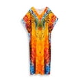 thumbnail image 4 of Tie Dye Caftan Robe Lightweight Kaftan Dresses for Swimwear Women Plus Size Beach Maxi Dress Long Resort Tunic Batwing Sleeve Summer Outfits Oversized Bath Robe Casual Afirca Dress moomoo House Wear, 4 of 10