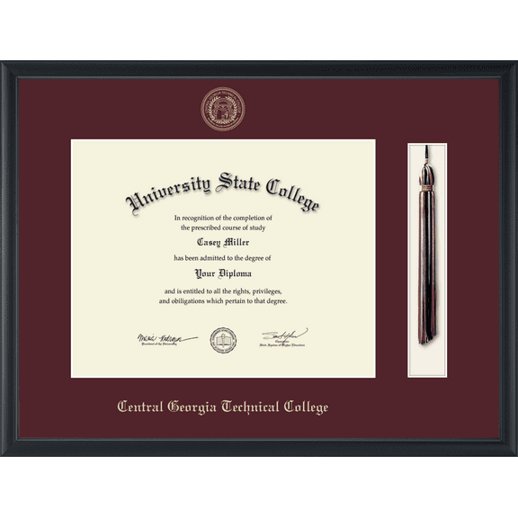 Central Georgia Technical College Tassel Diploma Frame, Document Size 14" x 11"