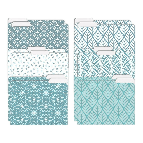 Better Office Soft Hue Floral Heavyweight File Folders 1/3-Cut Tab Letter Size Assorted Colors