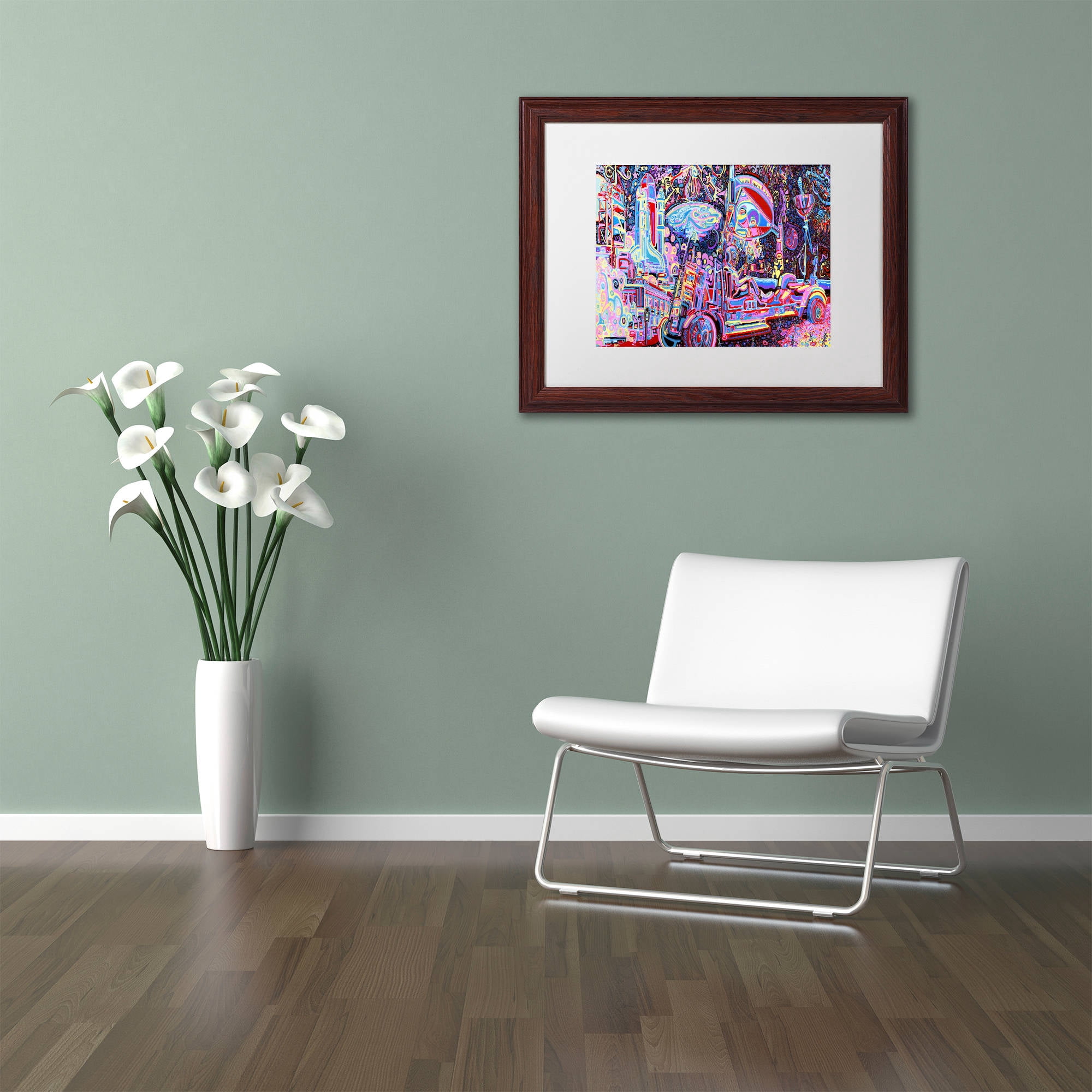 Trademark Fine Art "Moon Buggy" Canvas Art by Josh Byer, White Matte, Wood Frame