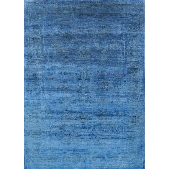 Ahgly Company Indoor Rectangle Mid-Century Modern Dodger Blue Oriental Area Rugs, 3' x 5'