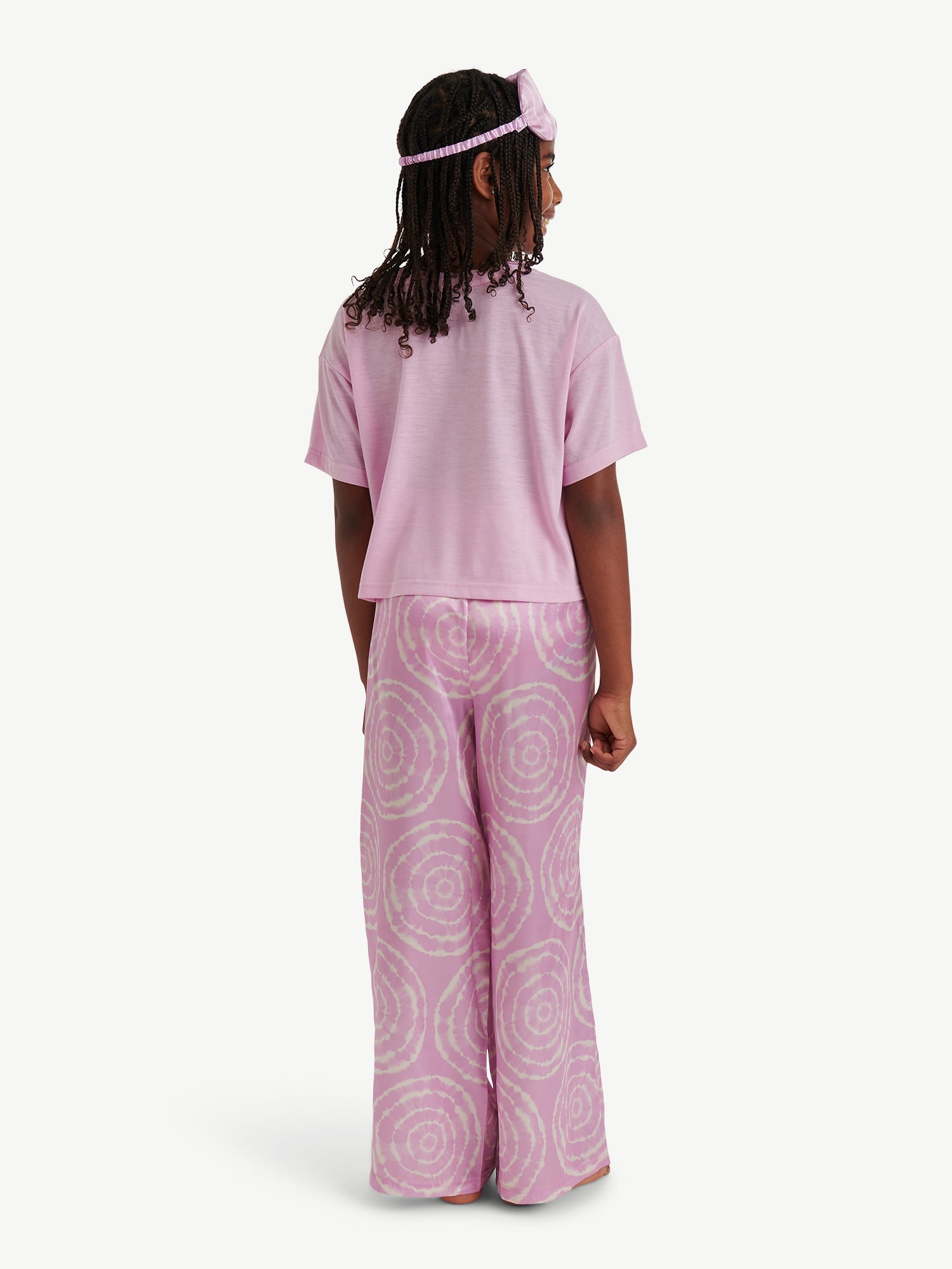 Justice Girls Short Sleeve Top and Pant Pajama Set with Eyemask, 3-piece, Sizes 5-18 & Plus