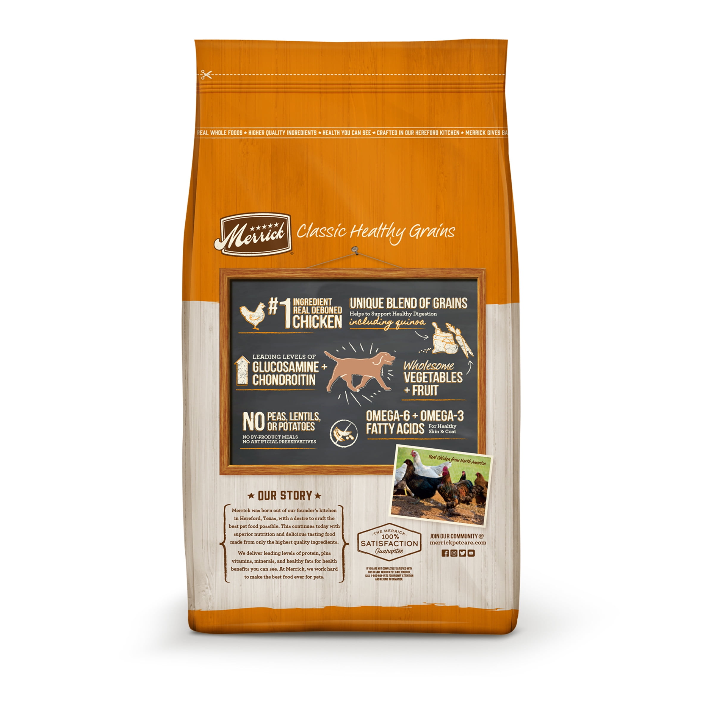 Merrick Real Chicken Brown Rice Dry Dog Food Whole Grain 25 lb