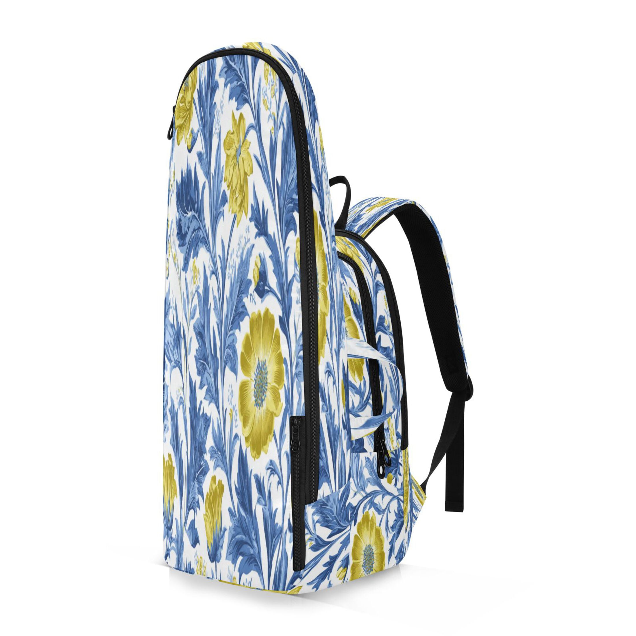 2 Racquet Holder Tennis Backpack Tennis Racket Covers Gym Bags Yellow Floral Style