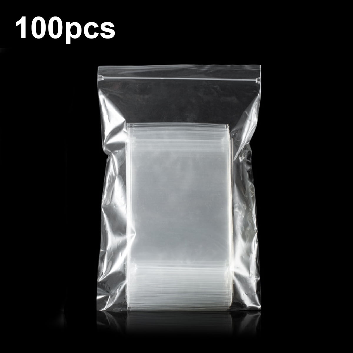 100pcs Clear Poly Ziplock Bags Transparent Resealable Bags Self Sealing