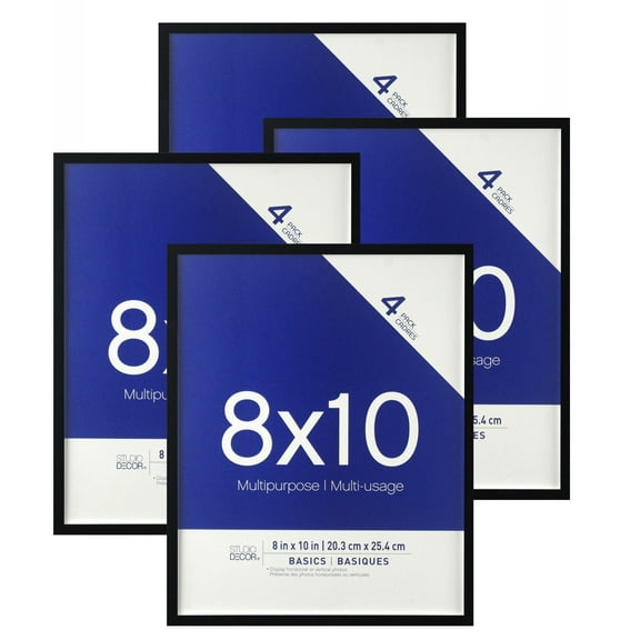 4 Pack Basics 8" x 10" Black Multipurpose Wall Frames by Studio Decor