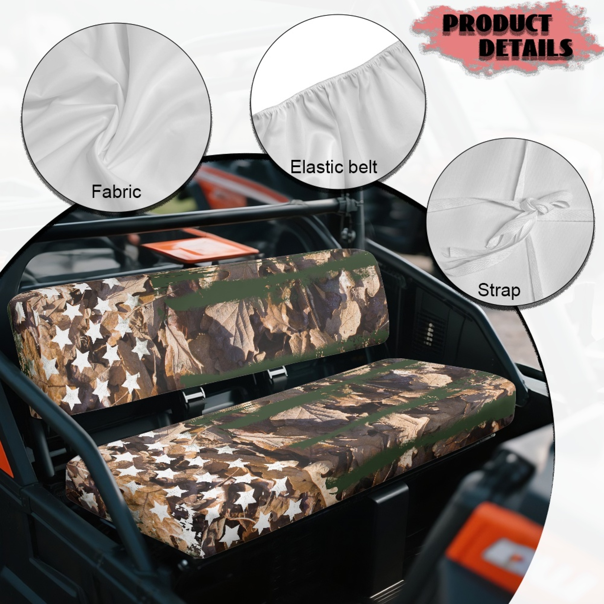 Jeiento American Flag UTV Seat Cover Anti-Slip Camo Hunting UTV Mule Seat Covers Compatible with Kawasaki Mule 3020 2003 2002 2001