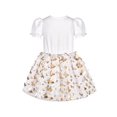thumbnail image 2 of Girls Dress Gold Butterfly White Short Sleeve Tulle Tutu Dancing 8 Years, 2 of 6