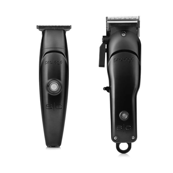 Stylecraft Protege Hair Clipper and Hair Trimmer Combo 2 Piece Set, Stainless Steel Blades, 5 Guards Included, Matte Metallic Black