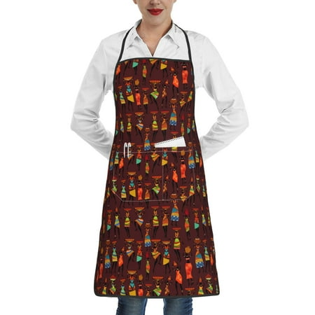 

Matuu Dancing African Women1 for Adjustable Cooking Aprons for Women with Pockets Kitchen Aprons for Men Water and Oil Resistant