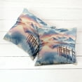 thumbnail image 2 of Ambesonne Lake Throw Pillow Cover Pack of 2, Pastel Sunset Serene Pier View, 2 Pcs-20"x20", Peach Blush Ceil Blue, 2 of 5