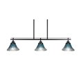 thumbnail image 1 of Toltec Lighting Odyssey 3 Island Light Shown In Matte Black Finish With 7 Teal Crystal Glass, 1 of 1
