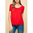 thumbnail image 3 of Made by Johnny Women's Scoop Neck Short Sleeve Pleated Front Blouse Tunic Top L RED, 3 of 6