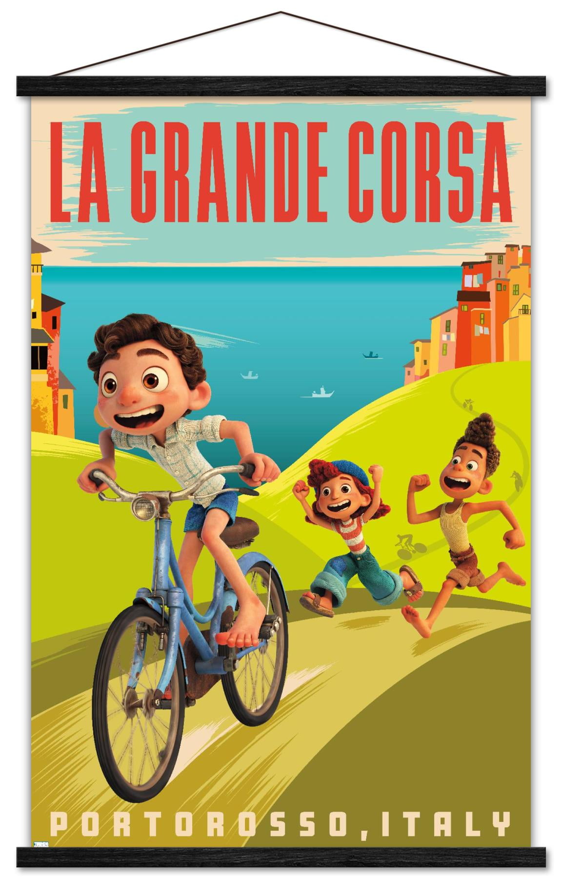 Disney Pixar Luca La Grande Corsa Wall Poster with Wooden Frame, 22.375