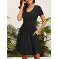 thumbnail image 3 of WUJINXIA Womens Short Sleeve Dresses Casual Loose Fit Swing T Shirt Dress V Neck Sundress with Pockets, 3 of 6