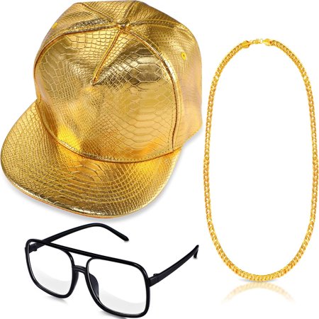 3 Pieces 80s 90s Hip Hop Costume Set Snapback Baseball Cap Hip Hop DJ ...