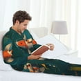 thumbnail image 6 of Uemuo Koi Pond Lilies Pattern 2-Piece Loungewear Set - Men’s Soft Sleepwear, Cozy Winter PJs, Comfy Sleep Set-XX-Large, 6 of 7