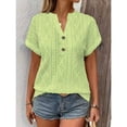 thumbnail image 6 of T Shirts For Women Green Womens Tops Fashion V Neck With Mesh Cut Out Short Sleeved Elegan Casual Pullover Daily Comfortable Summer Tops, 6 of 7