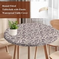 thumbnail image 4 of Purple Floral Round Tablecloth, Fitted Table Cover with Elastic for 55"-60" Round Tables, Spring Plants Flowers Vintage Rustic Table Cloth Outdoor Indoor Dinning Party Waterproof Tablecloths, 4 of 7