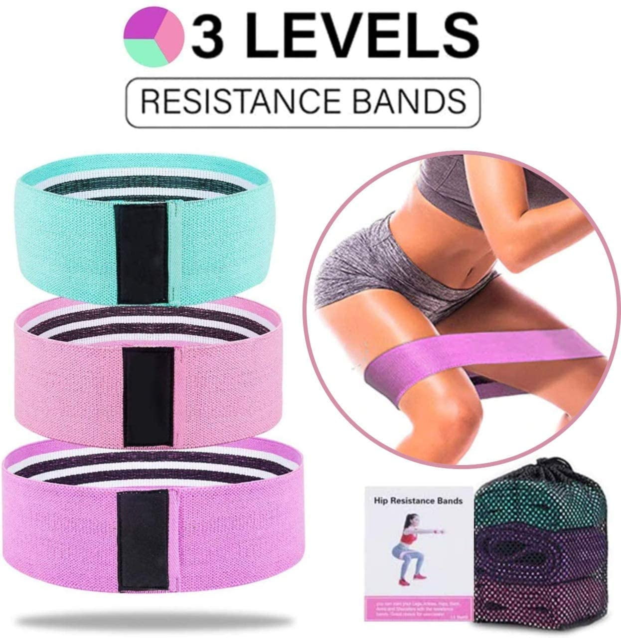 Ankle 4 Pack Set with Carrying Case Butt and Booty Island Genius Resistance Workout Exercise Bands for Legs 