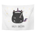 thumbnail image 1 of REFRED Action Kawaii Funny Ninja Unicorn Katana Sword Text Line Drawing for Children Adventure Wall Art Hanging Tapestry Home Decor for Living Room Bedroom Dorm 60x80 inch, 1 of 1