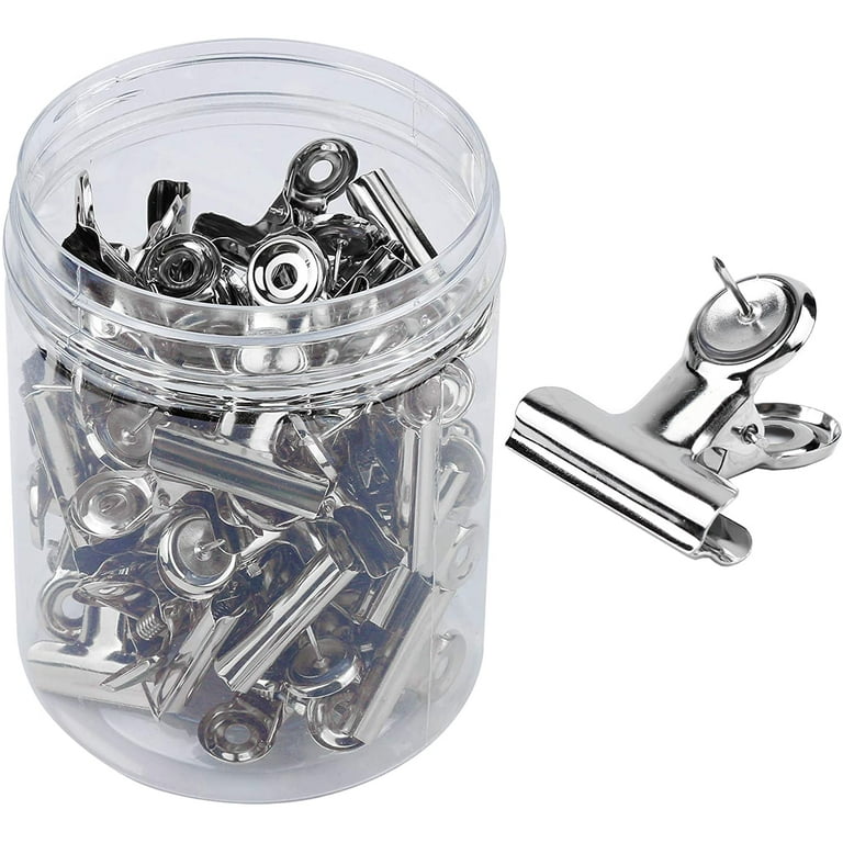 50 Pack Push Pins Clips Heavy Duty Clips with Pins for Cork Boards,  Bulletin Boards and Cubicle Walls for Office School Home and No Holes for  The Paper (Silver) 