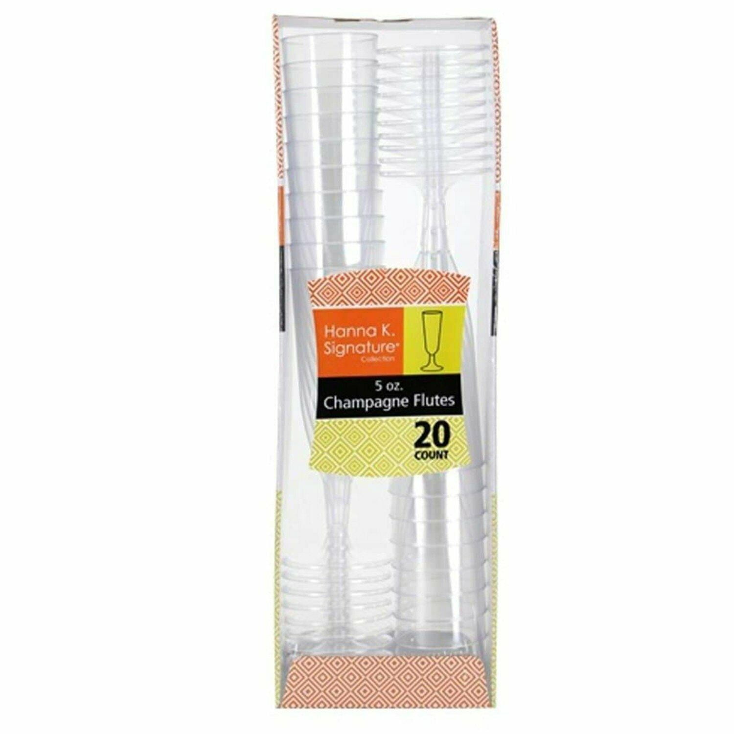 Hanna K. Champagne Clear Heavyweight Plastic Flute 5 Oz Toasting Glasses [BULK] (60 Pack)