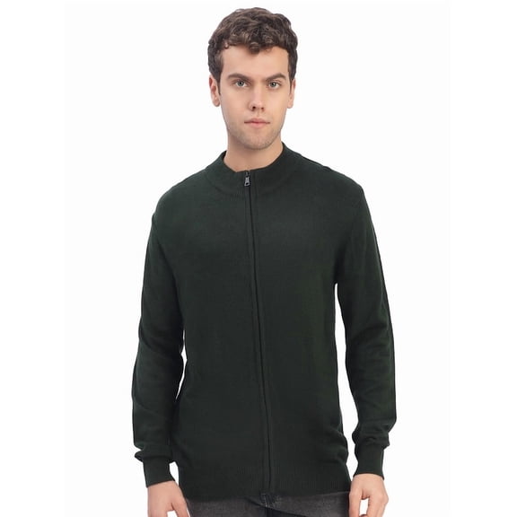 Cavardi Casual Men’s Full Zipper Sweater – Green | XL