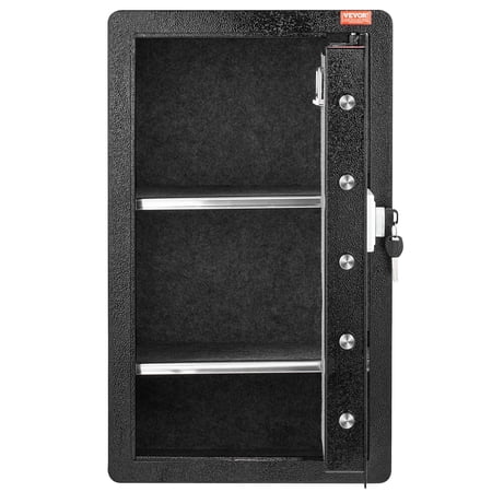 Single Door 4.0 cu ft Safe Box with Key Lock Password Fingerprint Fireproof Bag Key Rack LED Light 2 Shelves for Money Documents Jewelry Valuables Black