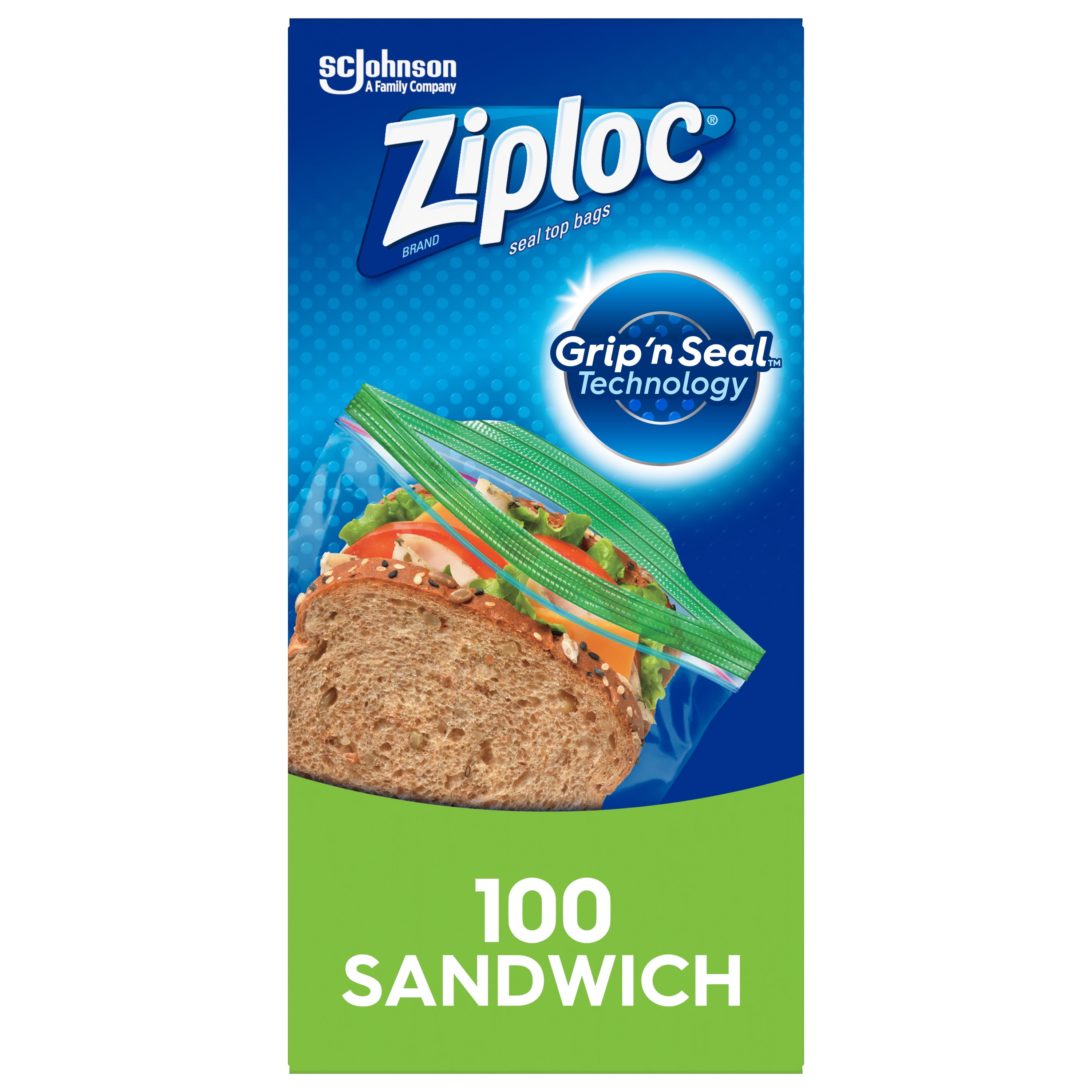 Ziploc® Brand Sandwich Bags with Grip 'n Seal Technology, 100 Count