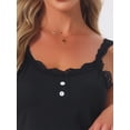 thumbnail image 5 of DARING DIVA Women's Pajama Sets Ribbed Knit Lace Tank Shorts Pants Sleepwear L Black, 5 of 7