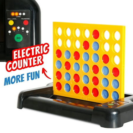 Electric 4 in a Row Game, Fast 4, Connect Game Portable Four Up Board Games for Family Kids Adults, Great Xmas Birthday Gifts Travel Games