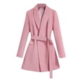 thumbnail image 4 of Baberdicy Lady Trench Coat Women's Tailored Collar Solid Color Relaxed and Casual Long Sleeved Mid Length Version Coat Trenchcoat Women's Pink, 4 of 5