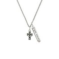 thumbnail image 2 of Delight Jewelry Silvertone Antiqued Celtic Cross Silvertone Live the Life You Have Imagined Bar Charm Necklace, 23", 2 of 4