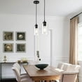 thumbnail image 3 of KLSS Modern Black Farmhouse Clear Glass Cylinder Pendant Light Fixture,Mini Pendant Lighting for Kitchen Island Decor - 4.75 Inch Shade, 2-58 Inch Co, 3 of 8